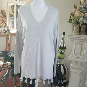 Lilly Pulitzer Gray Tassel Trim Top
